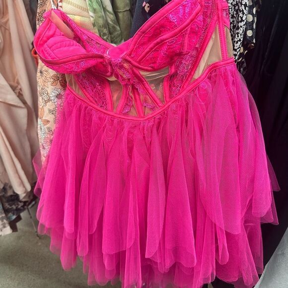 NWT For Love & Lemons Rosario Hot Pink Mini Bustier Dress XS - Picture 7 of 7